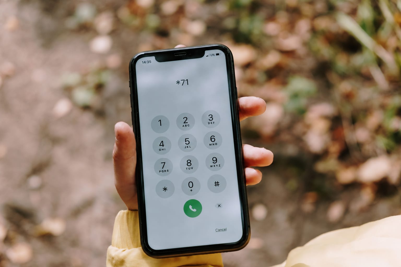 Conditional call forwarding: the code *71 typed on a phone's dialer screen