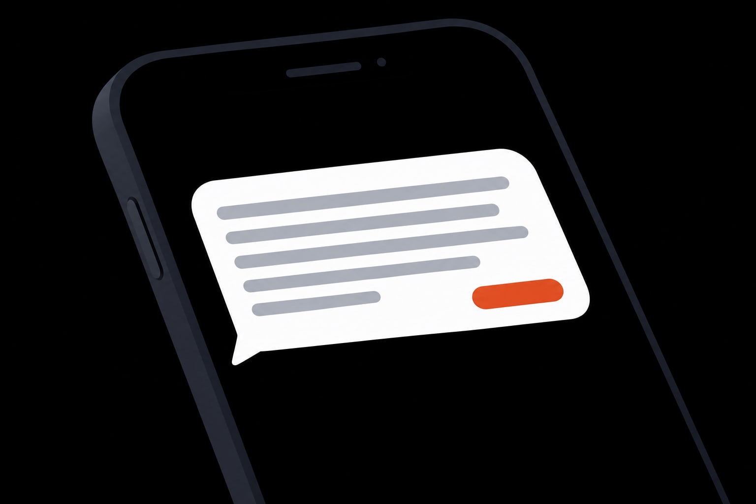 A phone showing a short text message that ends in a link, representing a review request sent after a job