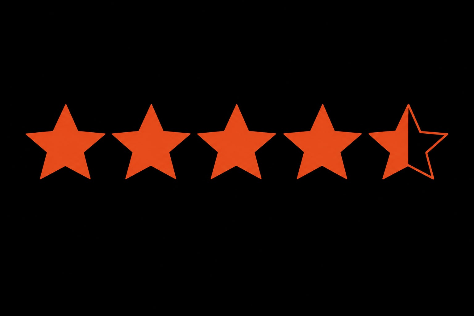 Five stars in a row, four filled and the fifth filling, representing a Google rating that climbs as more customers are asked