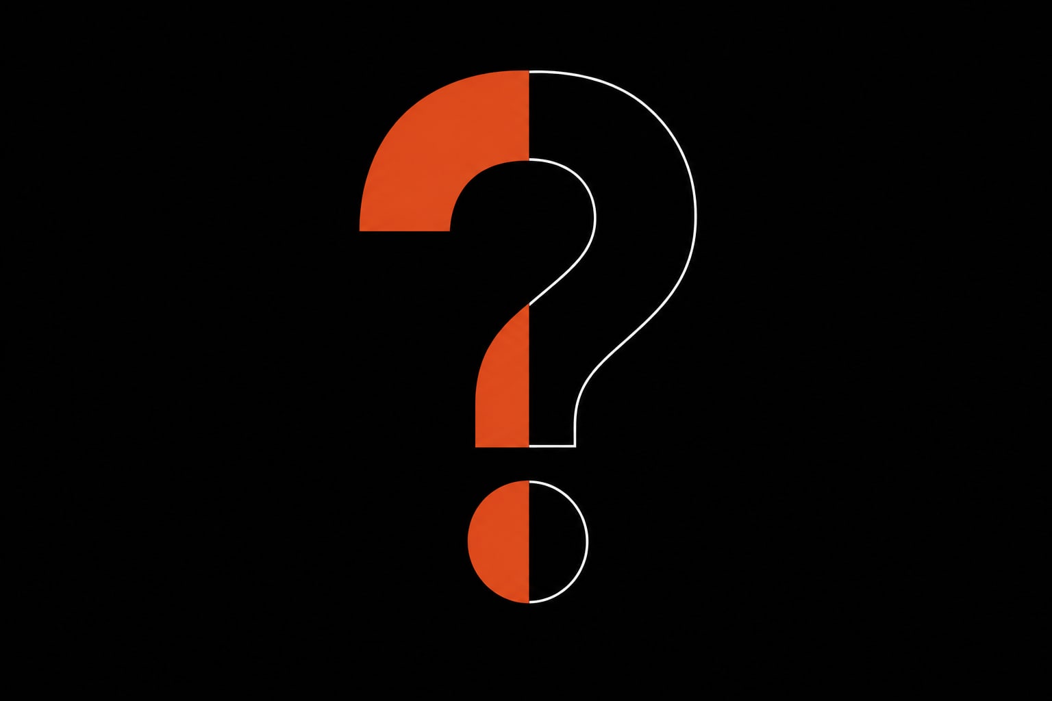A question mark split between a solid and a hollow half, labelled I don't know, illustrating admitting uncertainty rather than guessing